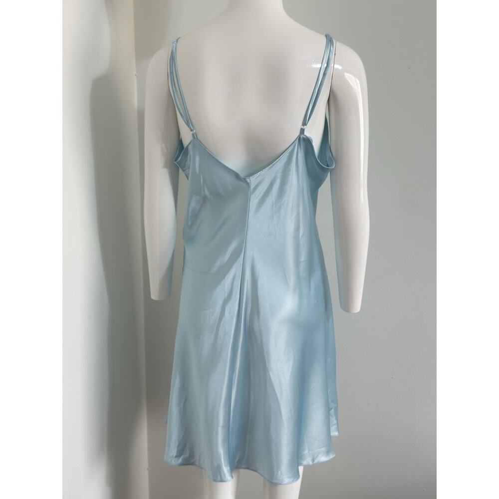 Y2K Secret Treasures Women’s Satin Slip Dress Nightgown Blue L Spaghetti Straps - Picture 4 of 13